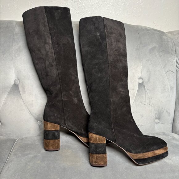 Tory Burch Black Suede Leather Platform Tall Boots – Women’s Size 7.5 - Picture 7 of 15